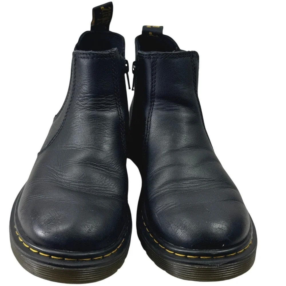 Dr. Martens 2976 J Chelsea‎ Boots Kids Size 3 Black Leather Side Zip